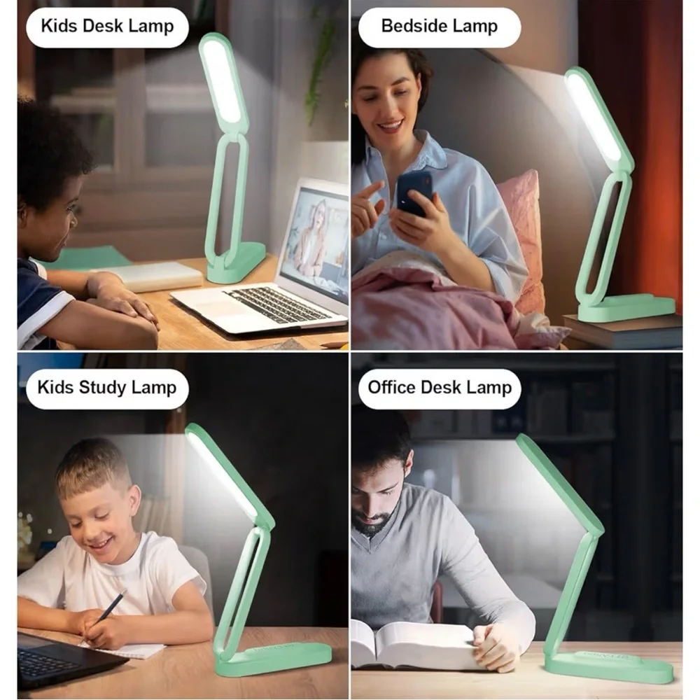 NEW Set of 2 - Mint Green LED Desk Portable Lamp & Battery Operated Rechargeable